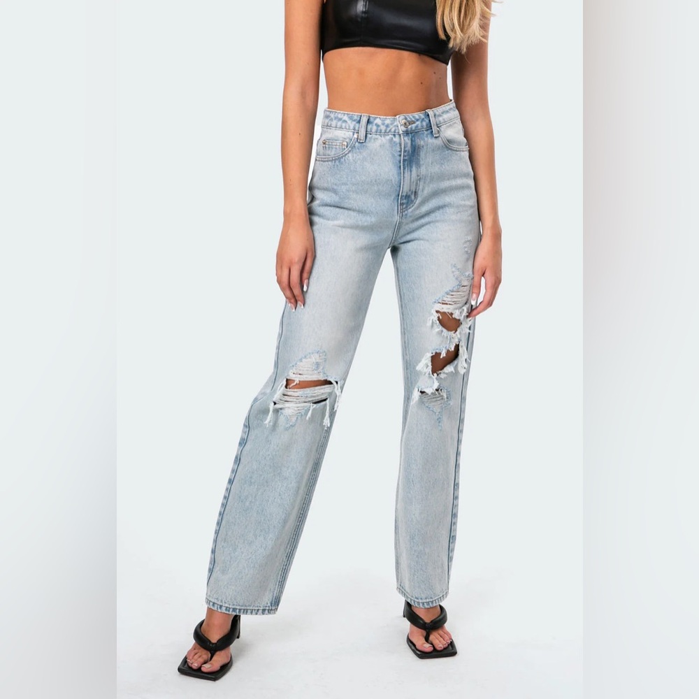 Edikted Wide or Die Ripped Jeans - Picture 2 of 8